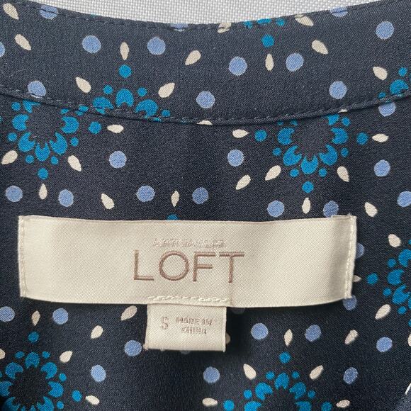 Ann Taylor LOFT Drop Waist Floral Tunic Dress‎ S Navy Teal Boho Coastal Cowgirl - Picture 5 of 9
